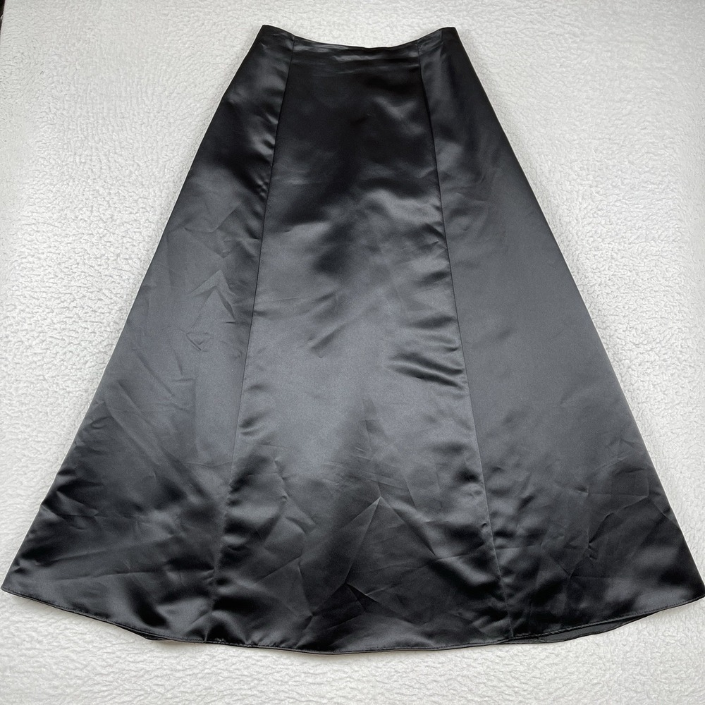 Spenser Jeremy Maxi Skirt Womens 6P Black Satin Formal Evening Lined Vintage